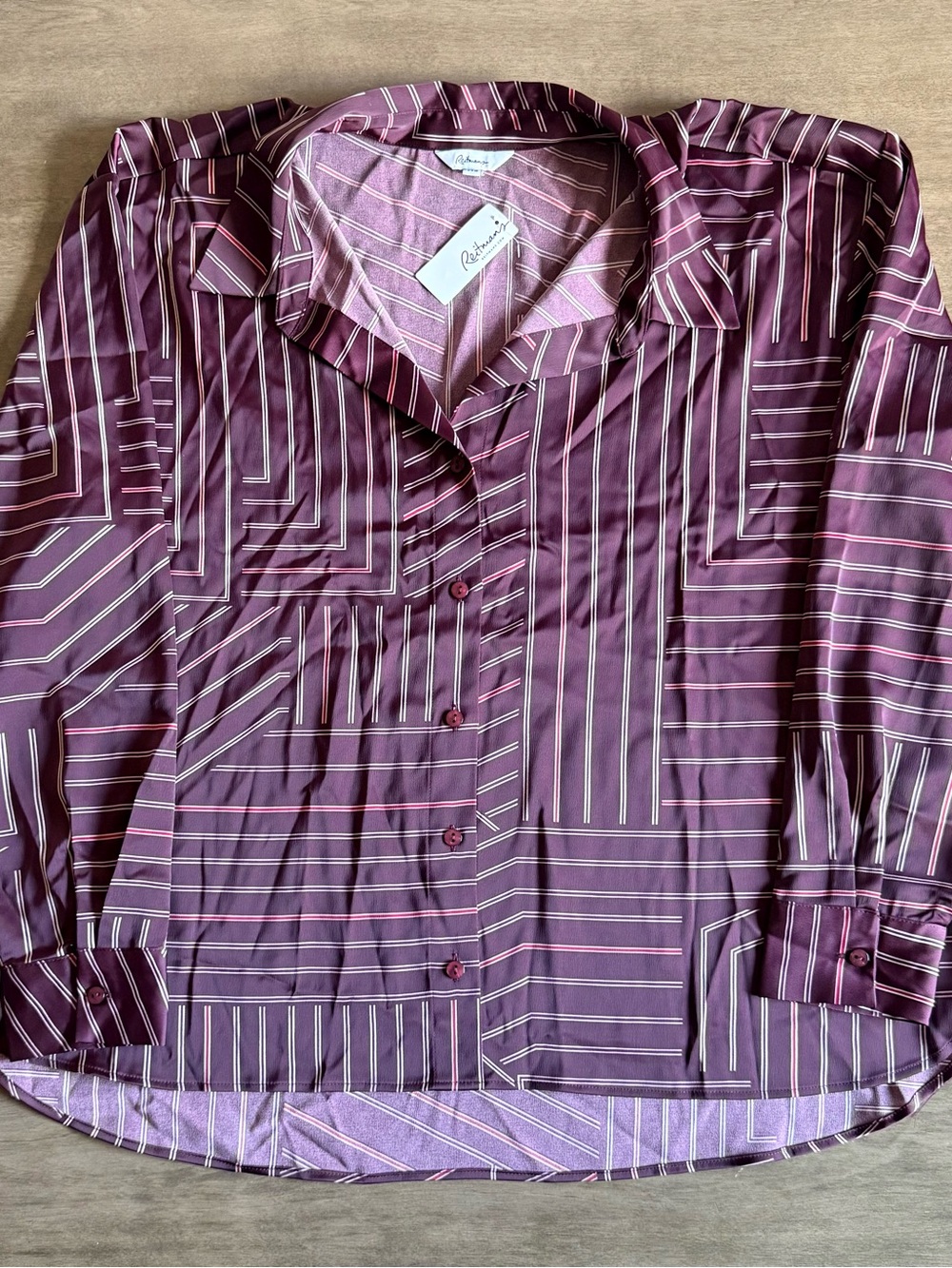 Reitmans Women's Plum Striped Button-Down Blouse